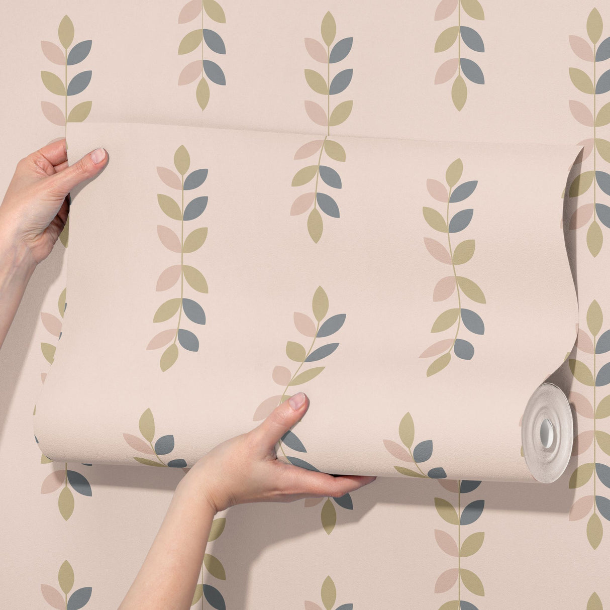 Whisperleaf | Boho Scandinavian Feminine Leaves Modern Wallpaper Wallpaper Sckribbles