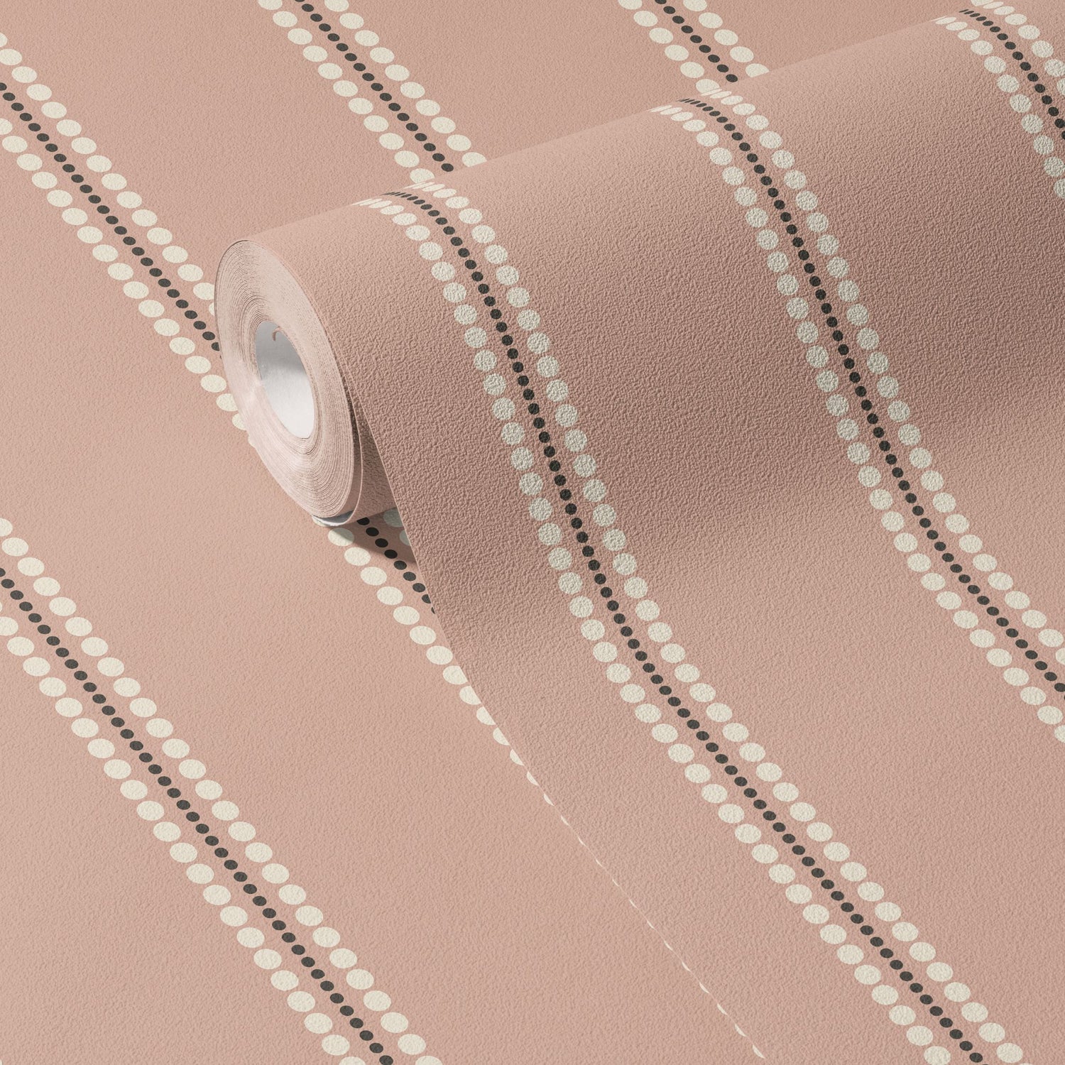 Pretty Trail | Sweet Feminine Pink Spotty Vertical Striped Wallpaper Wallpaper Sckribbles