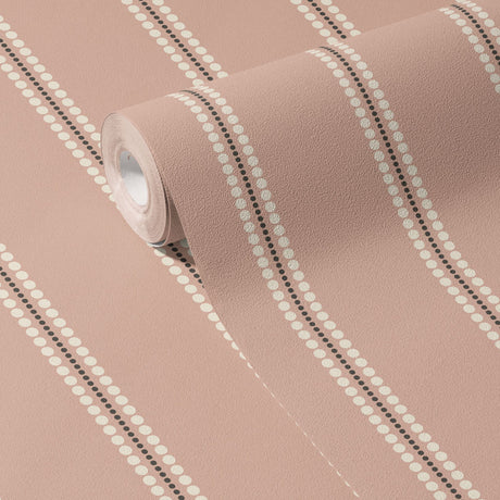 Pretty Trail | Sweet Feminine Pink Spotty Vertical Striped Wallpaper Wallpaper Sckribbles