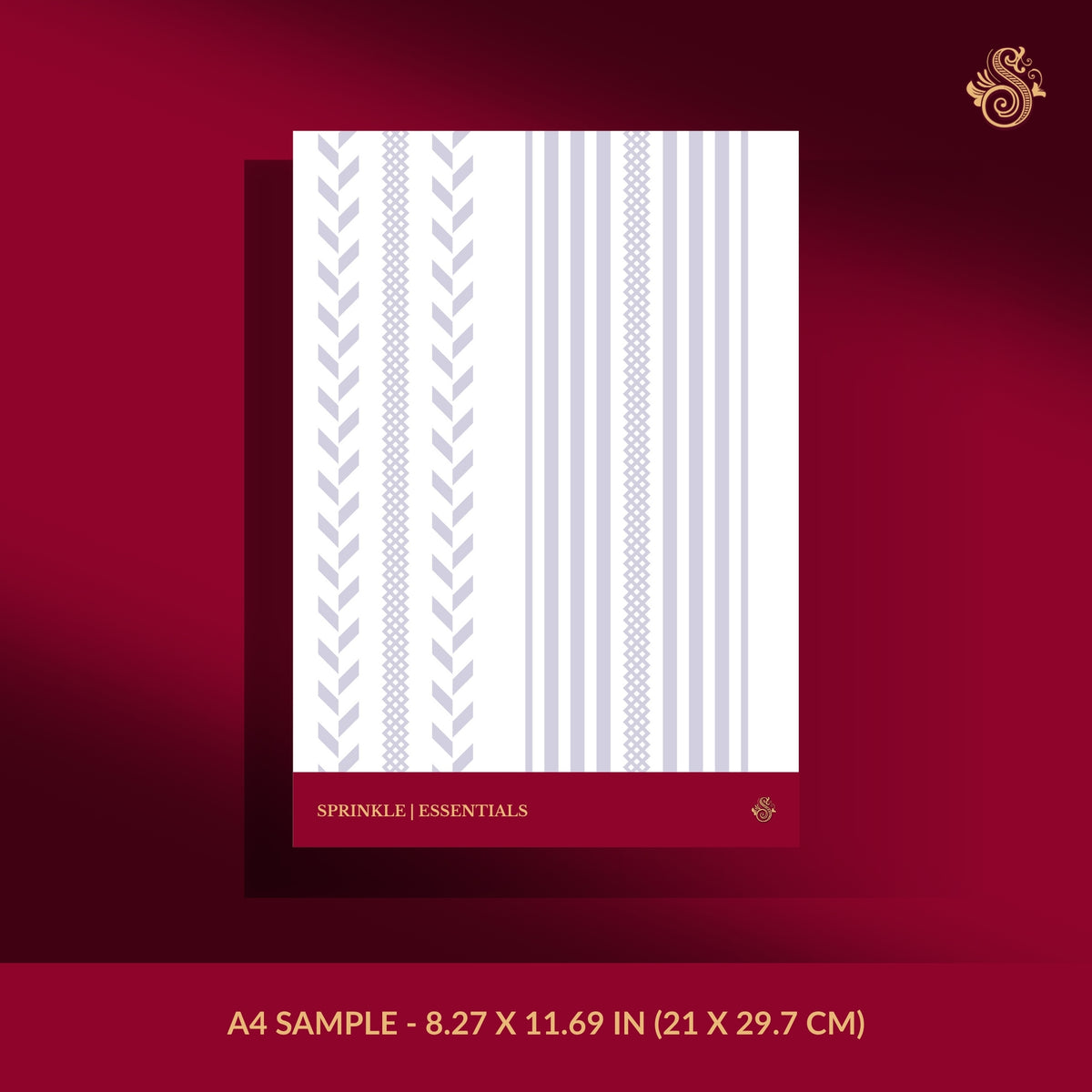 Feminine purple and white striped wallpaper sample.