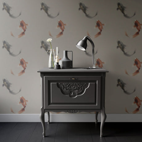Zen Koi | Gray Japanese Fish Watercolor Wallpaper Wallpaper Sckribbles