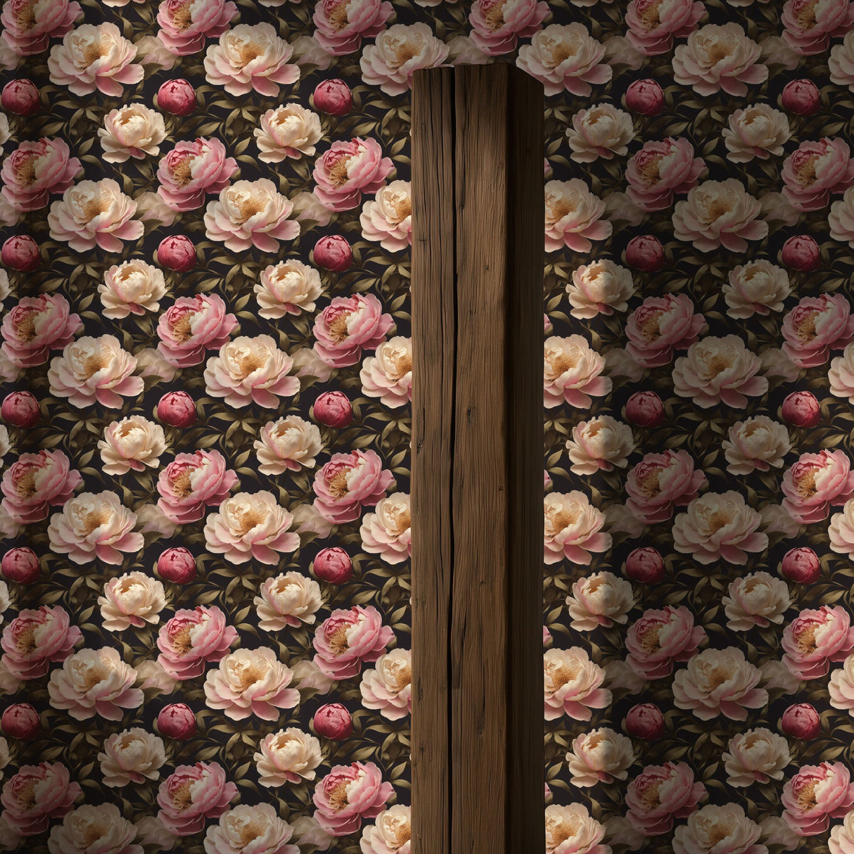 Peony Perfection | Floral Pink & Cream Flower Wallpaper Wallpaper Sckribbles