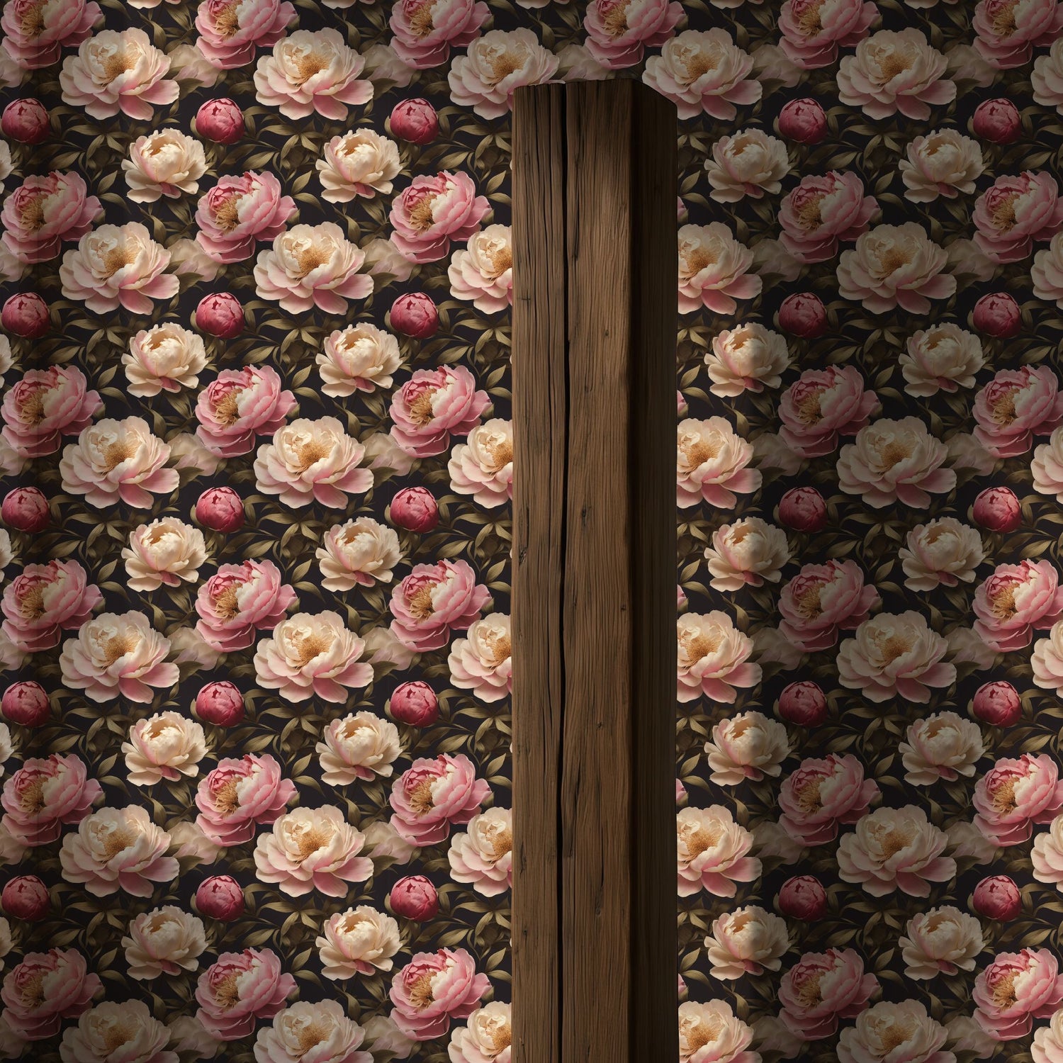 Peony Perfection | Floral Pink & Cream Flower Wallpaper Wallpaper Sckribbles