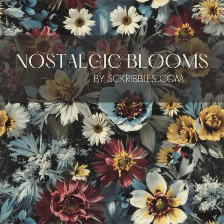 Nostalgic Blooms | Vintage Colorful Retro Floral Wallpaper Wallpaper Sckribbles