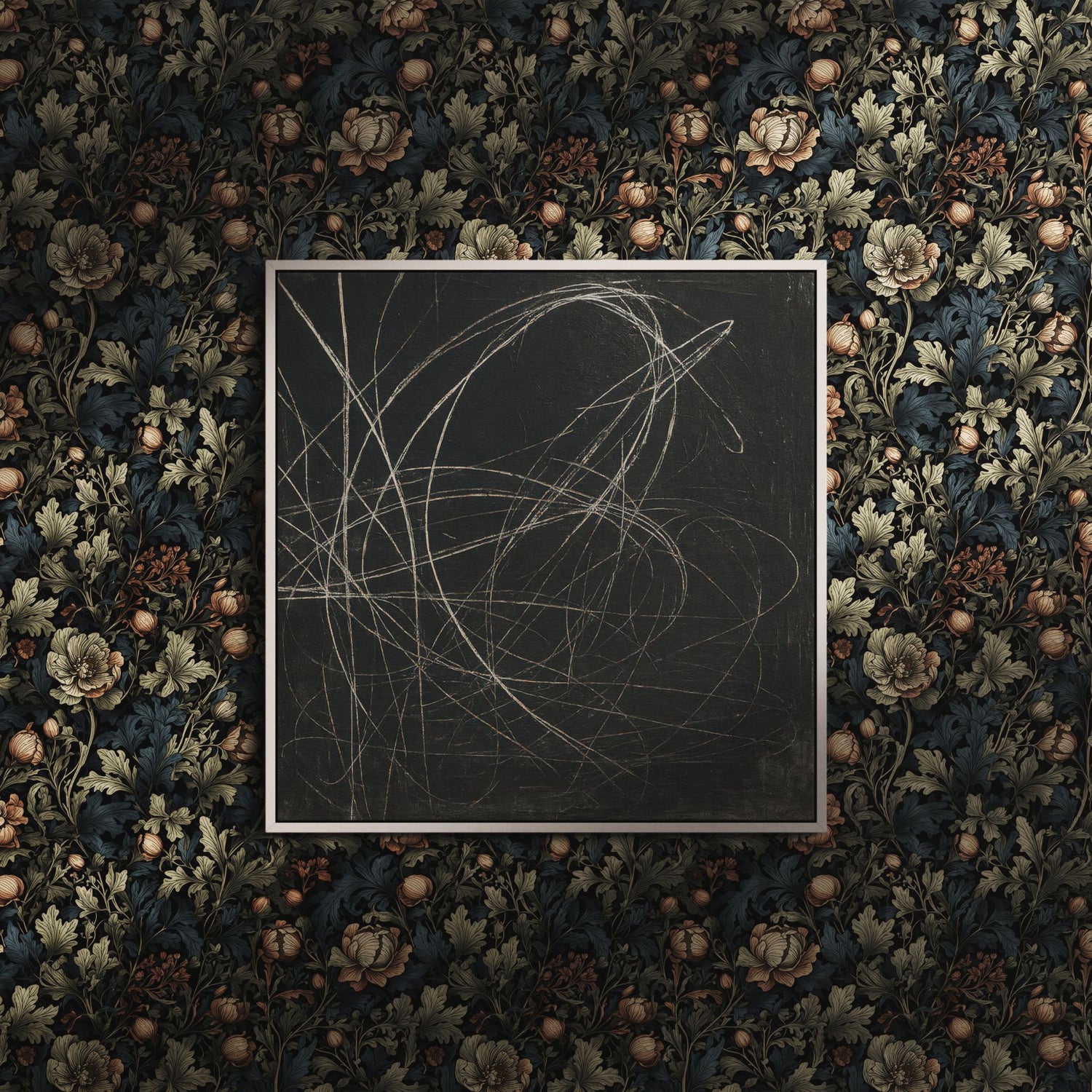 Botanical Bliss | Dark Moody Floral Garden Wallpaper Wallpaper Sckribbles