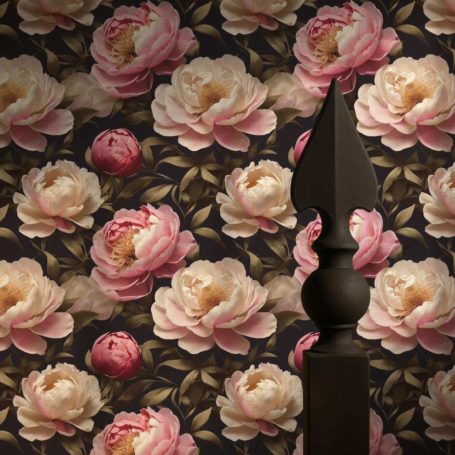 Peony Perfection | Floral Pink & Cream Flower Wallpaper Wallpaper Sckribbles