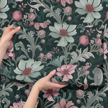 Paradise Petals | Pretty Feminine Romantic Floral Botanical Wallpaper Wallpaper Sckribbles