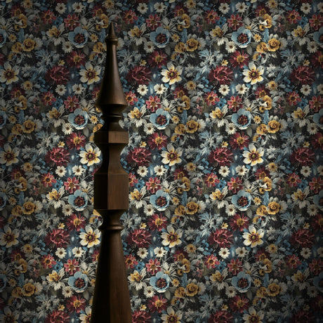Nostalgic Blooms | Vintage Colorful Retro Floral Wallpaper Wallpaper Sckribbles