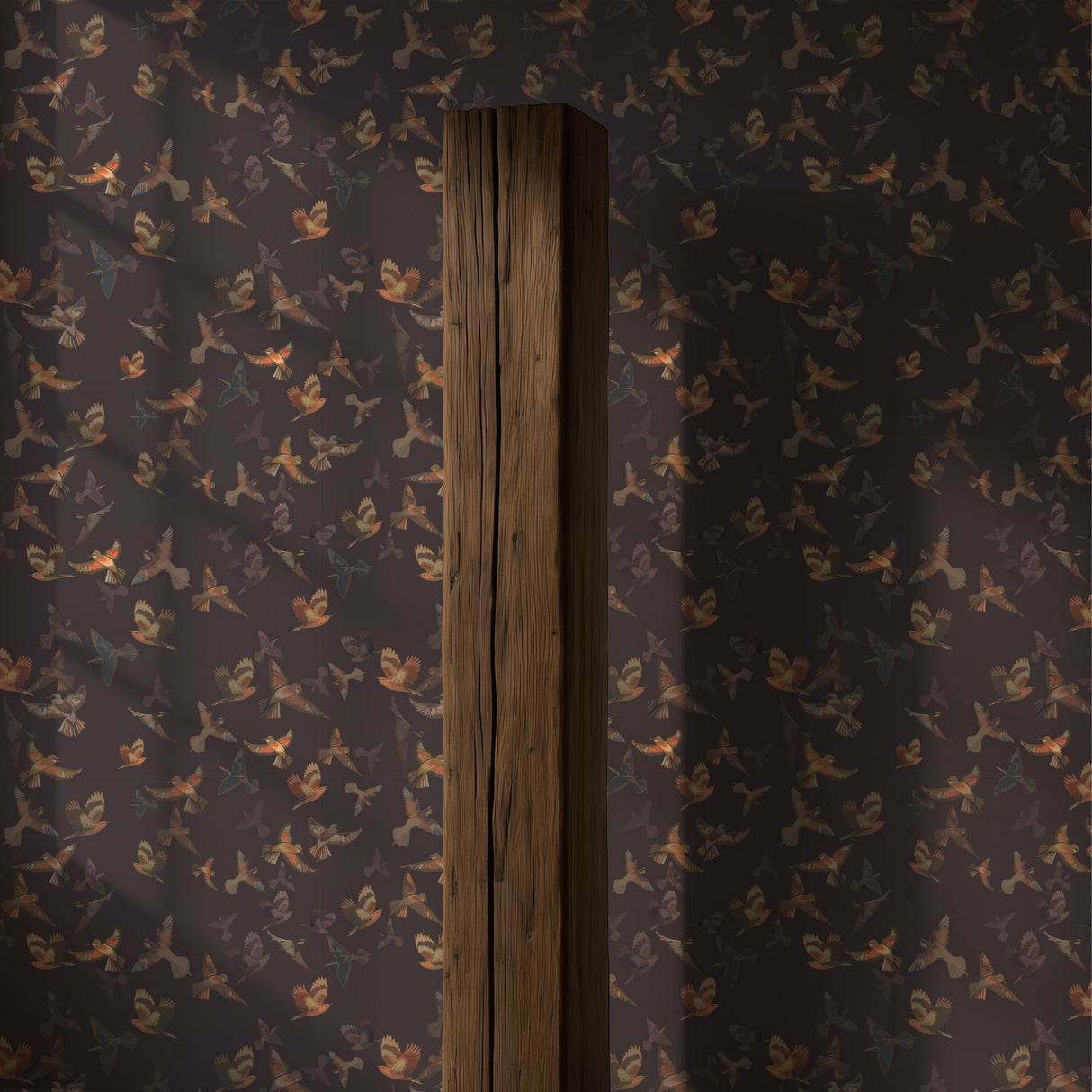 Dreamy Birds | Dark Moody Muted Whimsical Bird Wallpaper Wallpaper Sckribbles