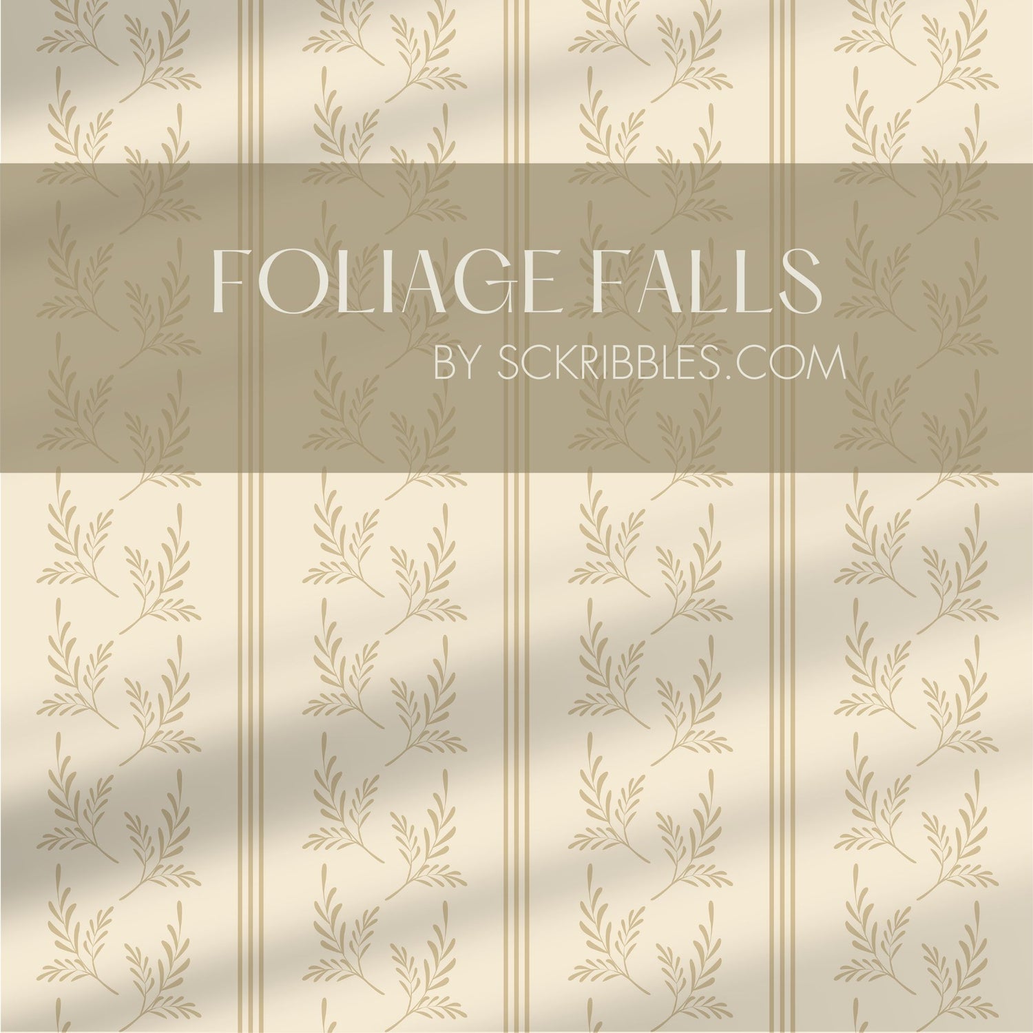 Foliage Falls | Minimalist Light Striped Leaves Botanical Wallpaper Wallpaper Sckribbles