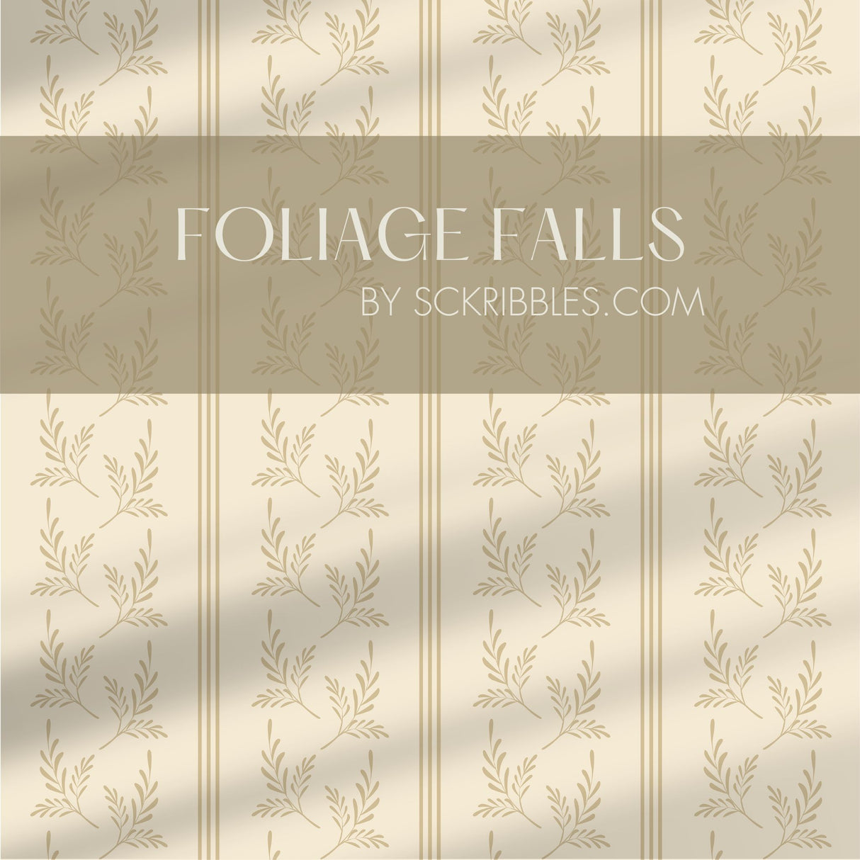 Foliage Falls | Minimalist Light Striped Leaves Botanical Wallpaper Wallpaper Sckribbles