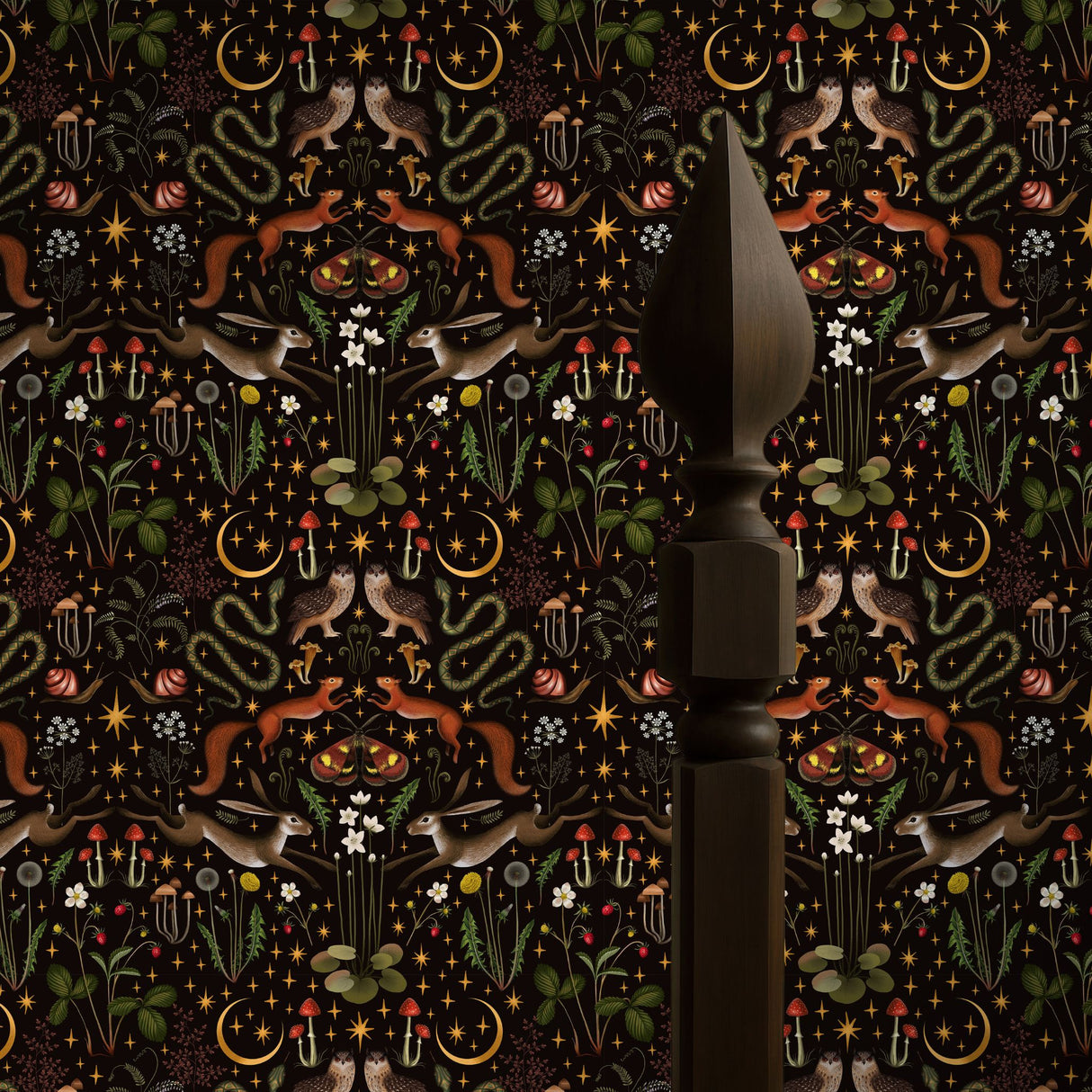 Mystic Forest | Dark Moody Whimsical Woodland Animal Wallpaper Wallpaper Sckribbles