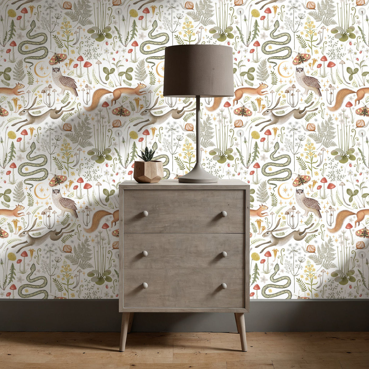 Fable Forest | Light Mythical Woodland Animal Wallpaper Wallpaper Sckribbles