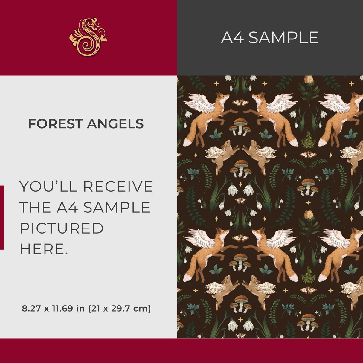 Forest Angels | Dark Woodland Forest Animals Botanical Wallpaper