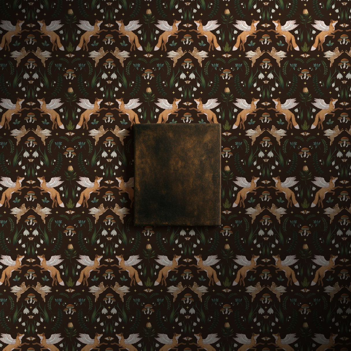 Forest Angels | Dark Woodland Forest Animals Botanical Wallpaper Wallpaper Sckribbles