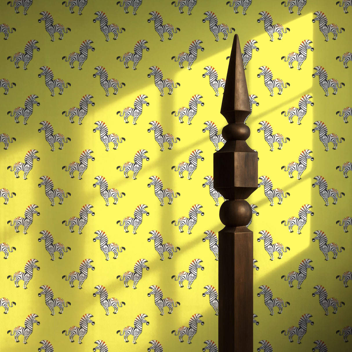 Tiny Trotters | Bold Bright Yellow Maximalist Zebra Wallpaper Wallpaper Sckribbles