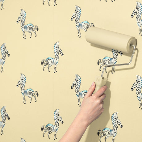 Safari Butter | Light Butter Yellow Zebra Nursery Wallpaper Wallpaper Sckribbles