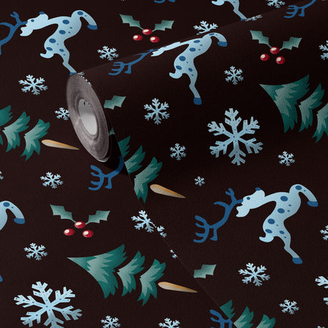 Winter Wonderland | Dark Brown & Blue Christmas Holiday Wallpaper Wallpaper Sckribbles