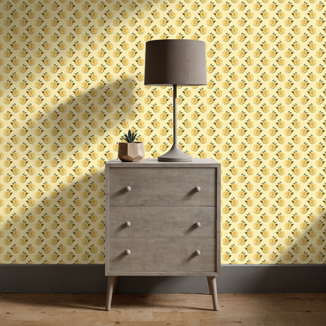 Zest Fest | Light Yellow Lemon Fruit Kitchen Wallpaper Wallpaper Sckribbles