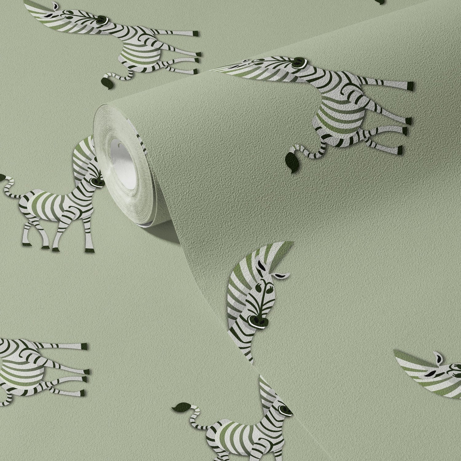 Little Stripes | Cute Light Green Zebra Children's Room Wallpaper Wallpaper Sckribbles