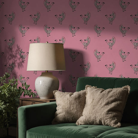 Stripey Giggles | Cute Pink Girl's Room Zebra Wallpaper Wallpaper Sckribbles
