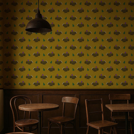 Gobble Tales | Fun Chartreuse Turkey Children's Nursery Wallpaper Wallpaper Sckribbles