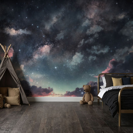 Sunset Galaxy | Blue Celestial Star Landscape Wallpaper Mural Wallpaper Mural Sckribbles