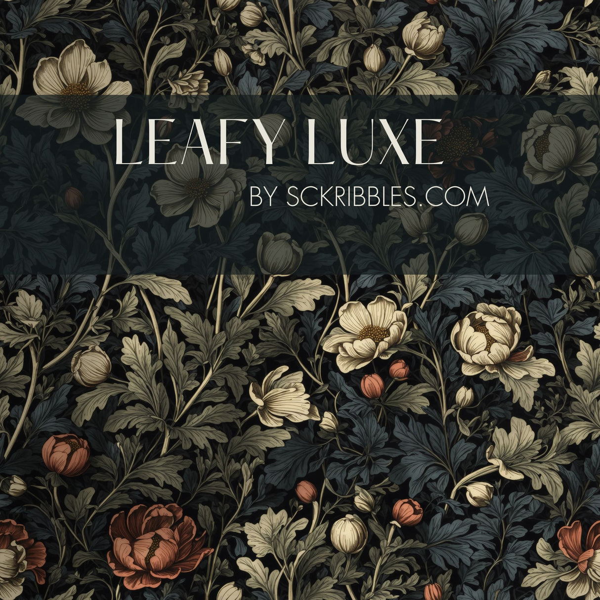 Leafy Luxe | Dark Floral Botanical Garden Wallpaper Wallpaper Sckribbles