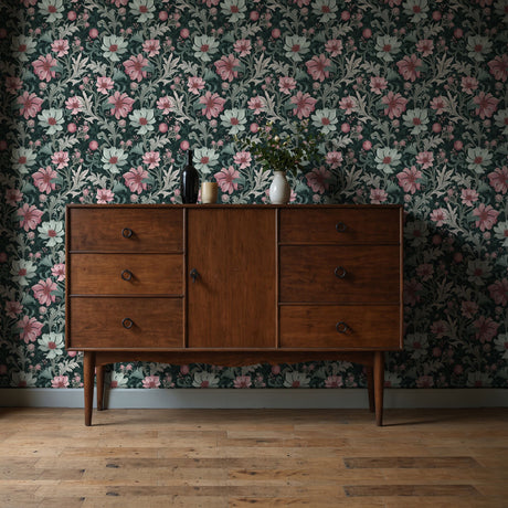 Paradise Petals | Pretty Feminine Romantic Floral Botanical Wallpaper Wallpaper Sckribbles