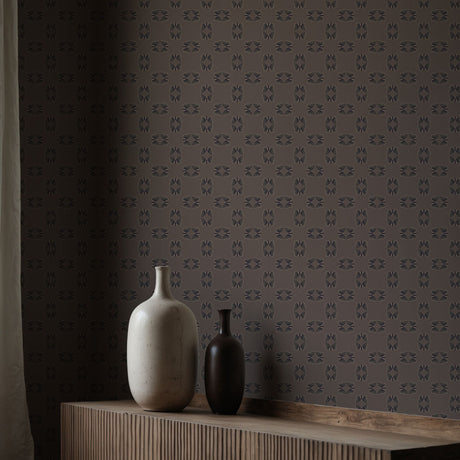 Unlit Wings | Moody Muted Brown Geometric Moth Wallpaper Wallpaper Sckribbles