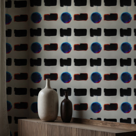Echo Forms | Bold Blue/Black/White Geometrical Abstract Wallpaper Wallpaper Sckribbles