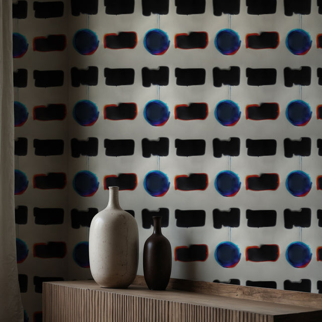 Echo Forms | Bold Blue/Black/White Geometrical Abstract Wallpaper Wallpaper Sckribbles