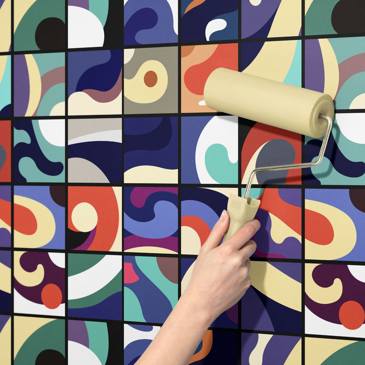 Block Party | Colorful Abstract Maximalist Geometrical Wallpaper Wallpaper Sckribbles