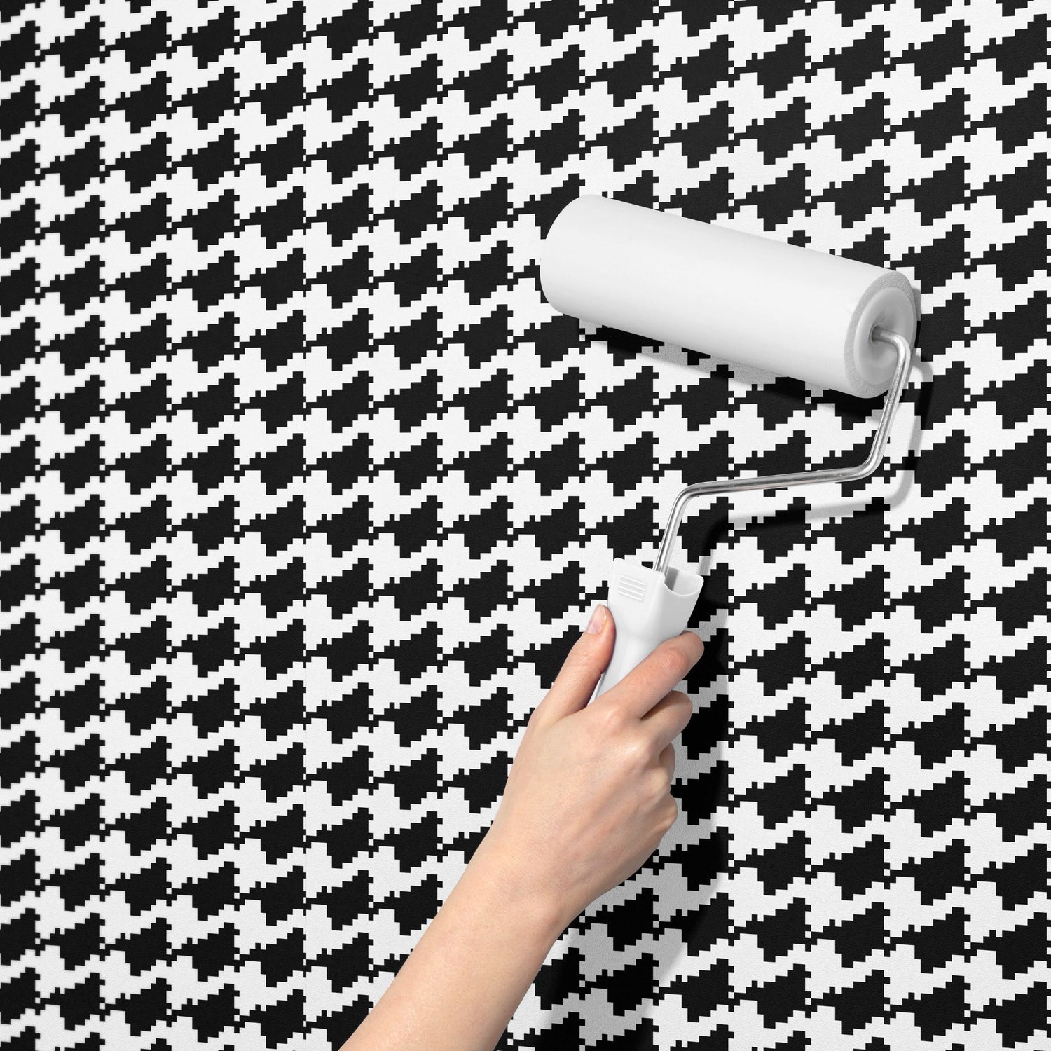 Techno Tweed | Classic Timeless Geometrical Pixelated Houndstooth Wallpaper Wallpaper Sckribbles