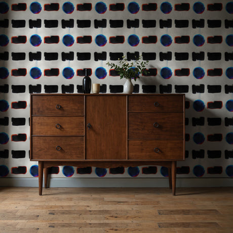 Echo Forms | Bold Blue/Black/White Geometrical Abstract Wallpaper Wallpaper Sckribbles
