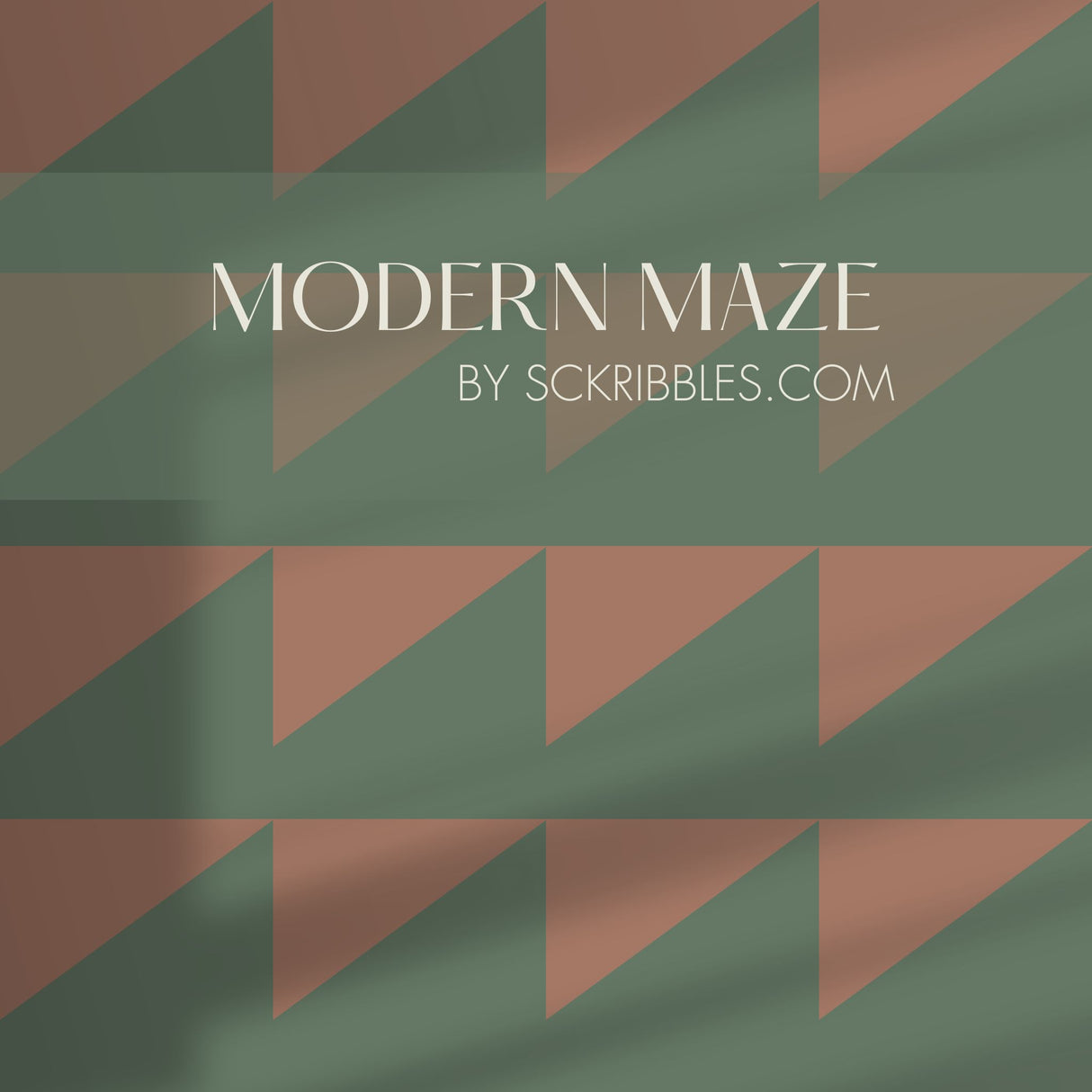 Modern Maze | Bold Green & Mocha Brown Geometrical Wallpaper Wallpaper Sckribbles