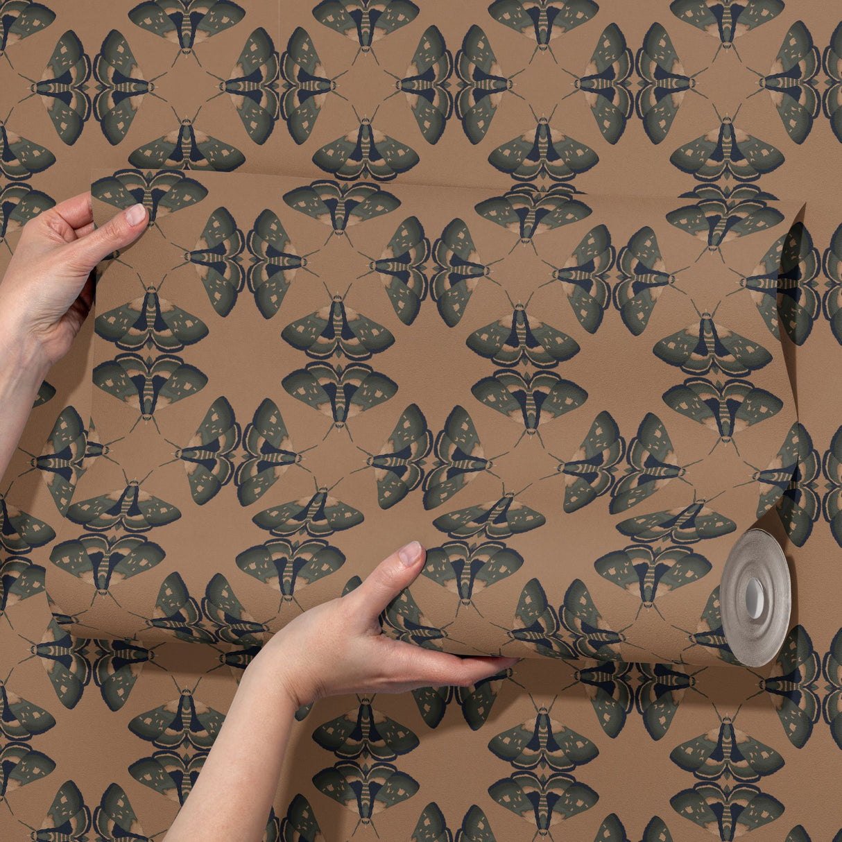Moth Matrix | Moody Dark Academia Geometrical Moth Wallpaper Wallpaper Sckribbles