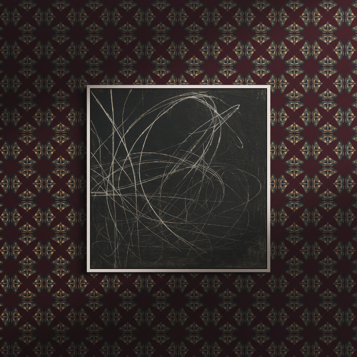 Moth Matrix | Moody Dark Academia Geometrical Moth Wallpaper Wallpaper Sckribbles