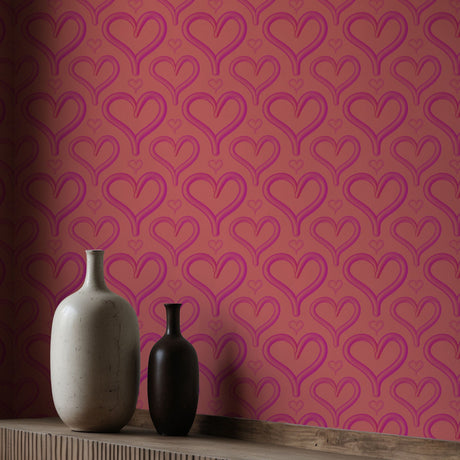Heartburst | Cute Pink Love Heart Bubble Wallpaper Wallpaper Sckribbles