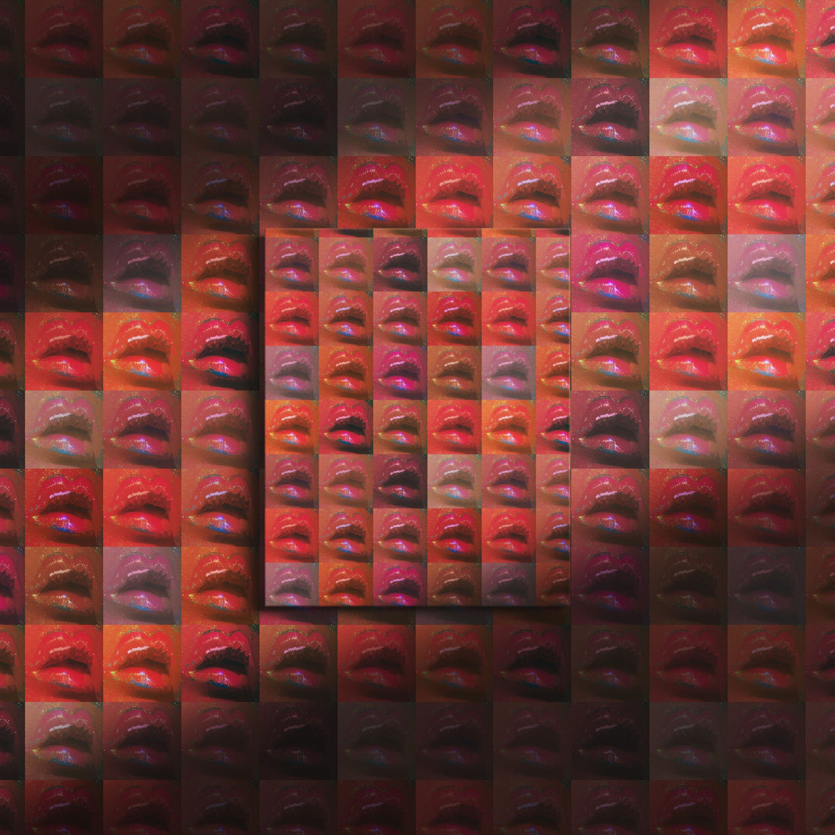 Disco Lips | Bright Maximalist Funky Retro Glitter Wallpaper Wallpaper Sckribbles