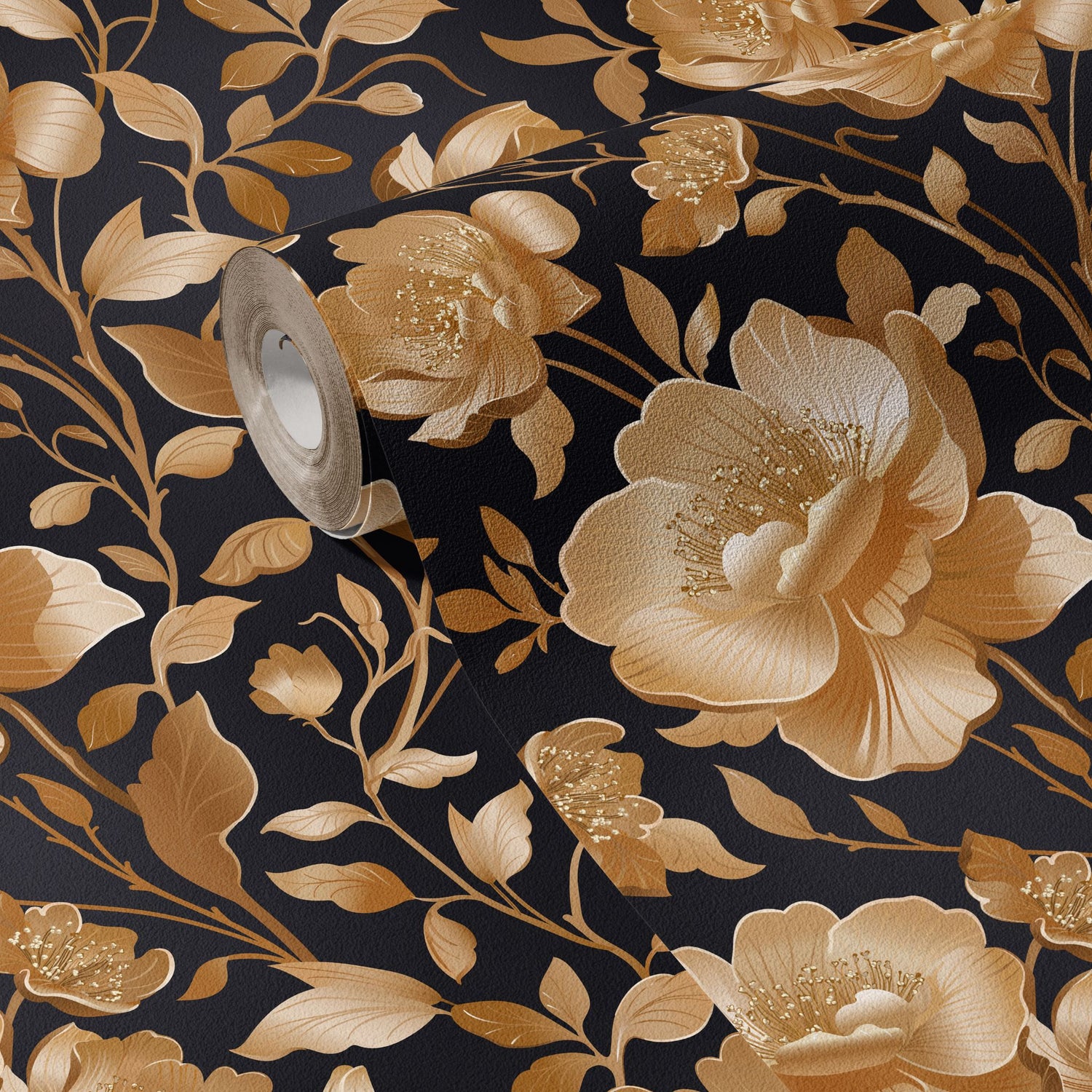 Eden Elegance | Gold Floral Luxury Chinoiserie Wallpaper Wallpaper Sckribbles