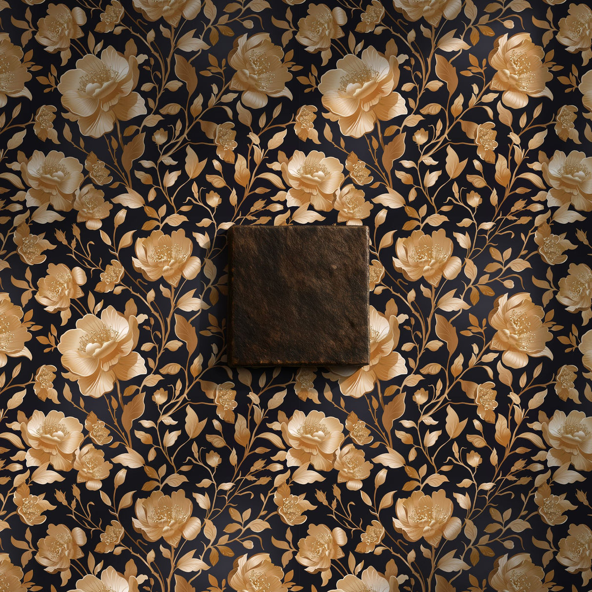 Eden Elegance | Gold Floral Luxury Chinoiserie Wallpaper Wallpaper Sckribbles Signature - Premium Non-Woven Roll - 24 in x 32.8 ft (61 cm × 10 m) Golden Hour