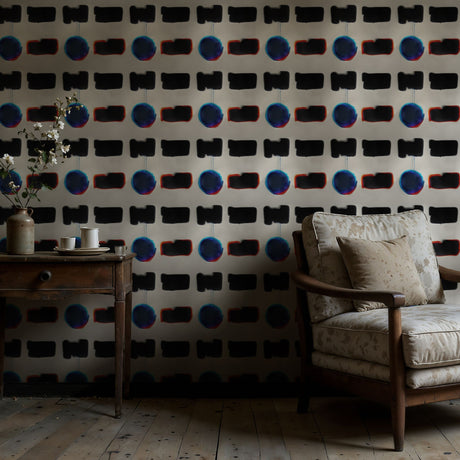 Echo Forms | Bold Blue/Black/White Geometrical Abstract Wallpaper Wallpaper Sckribbles