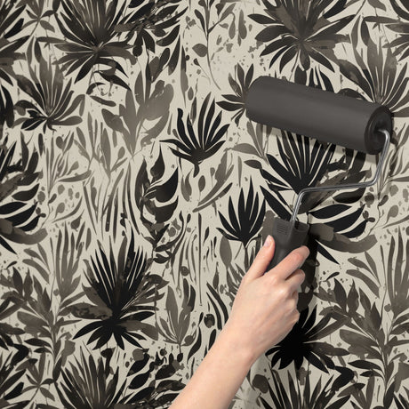 Thicket Fervor | Black and Gray Graphic Nature Wallpaper Wallpaper Sckribbles