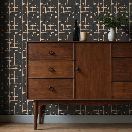 Bold Blobs | Dark Brown Graphic Paint Splatter Wallpaper Wallpaper Sckribbles