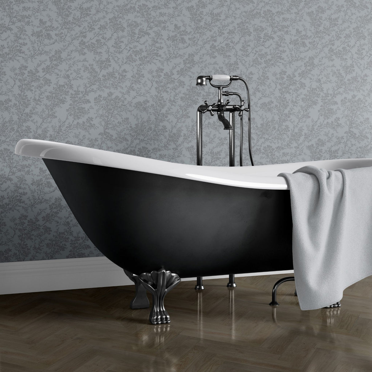 Twiggy Mist | Silver-Gray Elegant Floral Botanical Wallpaper Wallpaper Sckribbles
