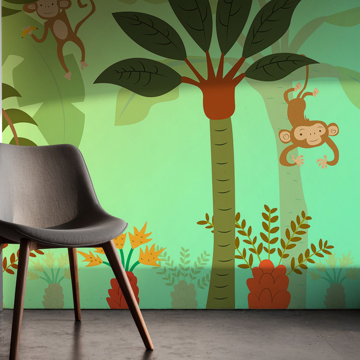 Paradise Pals | Bright Children's Tropical Monkey Wallpaper Mural Wallpaper Mural Sckribbles
