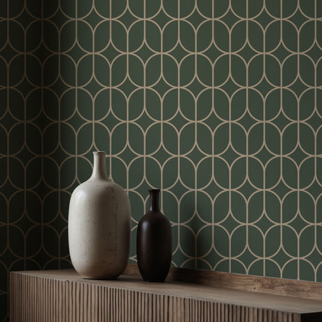 Oblong Intersect | Elegant Classic Geometrical Art Deco Wallpaper Wallpaper Sckribbles