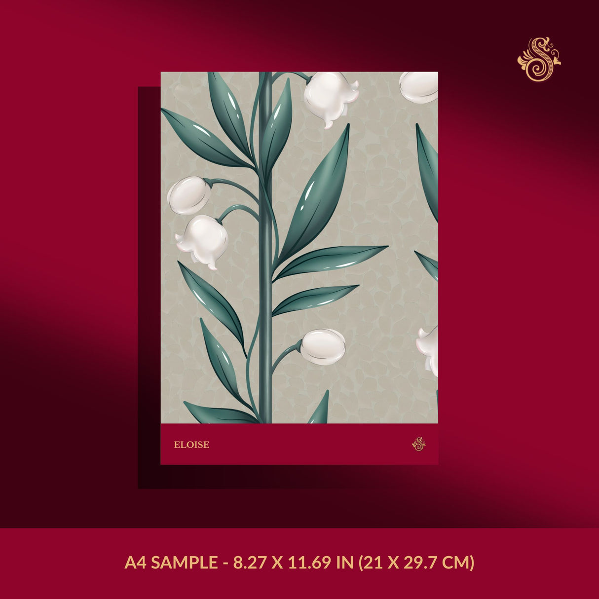Weaving Bells | Sweet & Feminine Floral Girl's Room Wallpaper Wallpaper Sckribbles Signature - Premium Non-Woven A4 Sample - 8.27 × 11.69 in (21 × 29.7 cm) Eloise