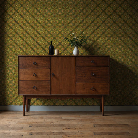 Retro Radiance | Groovy Vintage Intricate Hippy Mandala Wallpaper Wallpaper Sckribbles